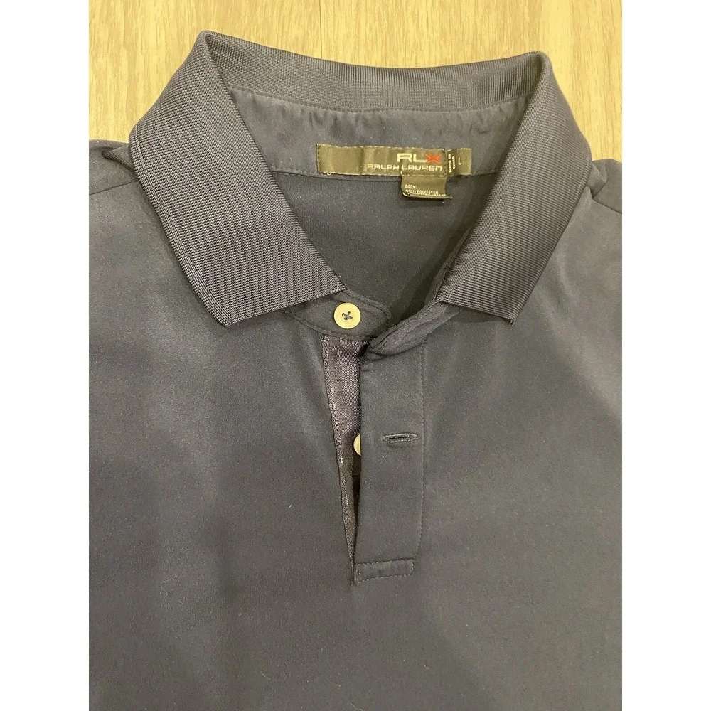 RLX‎ Ralph Lauren Polo Shirt Large Navy Blue Golf Shirt Short Sleeve Casual